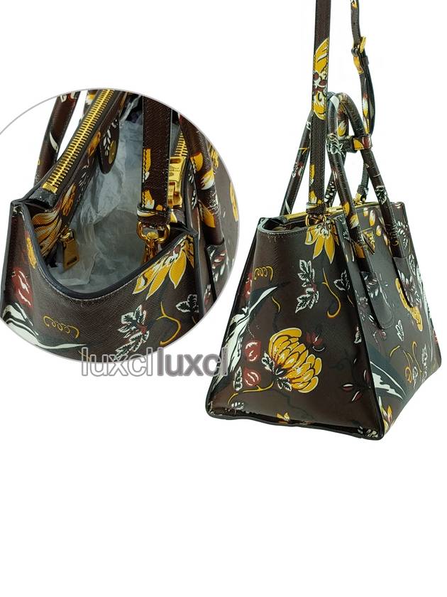 Saffiano Double Zipper Flower Satchel Shoulder Bag B2625P - PRADA - BALAAN 5