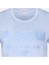 Women's Graffiti Logo Short Sleeve T-Shirt Light Blue - ALEXANDER MCQUEEN - BALAAN 5