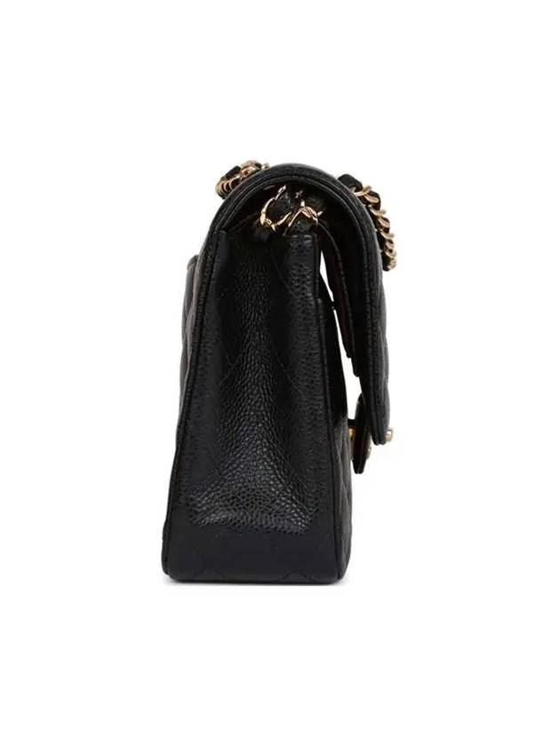 Medium Classic Shoulder Bag Grained Calfskin Gold Black - CHANEL - BALAAN 4