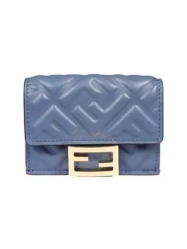 Women s Baguette Micro Tri fold Half Wallet Blue 8M0395 AAJD - FENDI - BALAAN 1