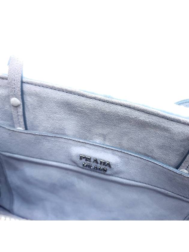 Women's Fur Metal Logo Mustang Tote Bag Sky Blue 1BG121 2EC6 F0637 - PRADA - BALAAN 7