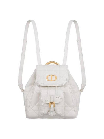 Caro Small Lambskin Backpack Latte Macrocannage - DIOR - BALAAN 1