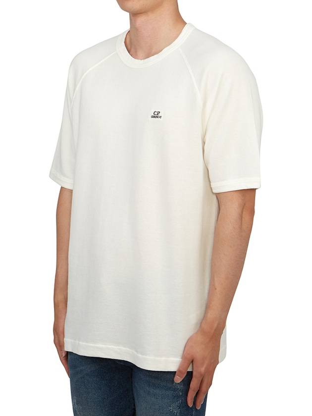 30/1 Sponge Fleece Short Sleeve Sweatshirt White - CP COMPANY - BALAAN 3