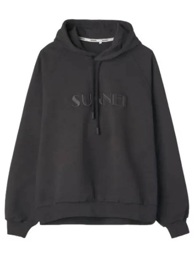 Logo embroided hooded black t shirt hoodie - SUNNEI - BALAAN 1