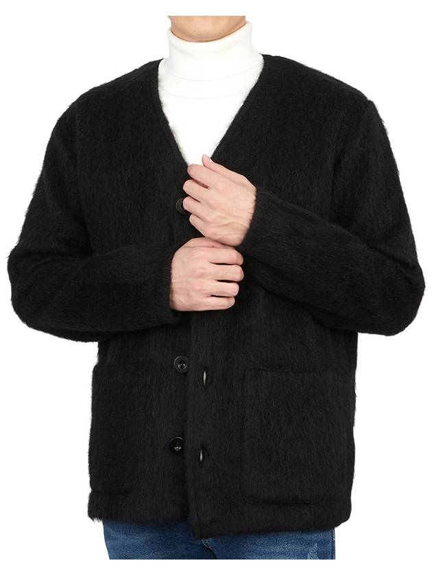 Mohair V-neck Relaxed Fit Wool Cardigan Black - OUR LEGACY - BALAAN 6