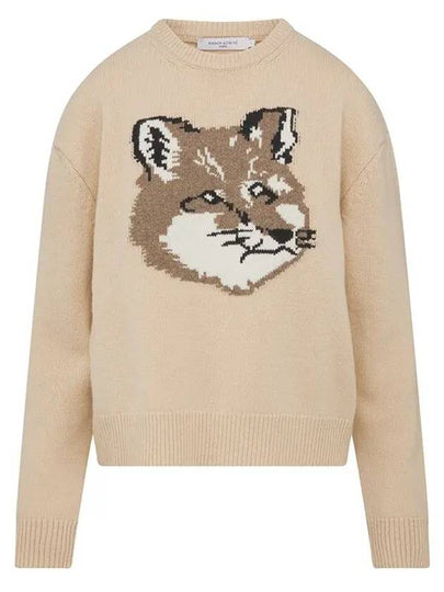 Big Fox Head Wool Knit Top Beige - MAISON KITSUNE - BALAAN 2