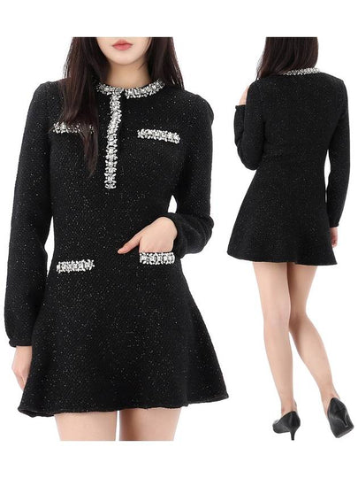 Sequin Knit Midi Dress Black - SELF PORTRAIT - BALAAN 2