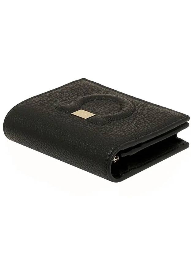 Gancini Logo Half Wallet Black - SALVATORE FERRAGAMO - BALAAN 4