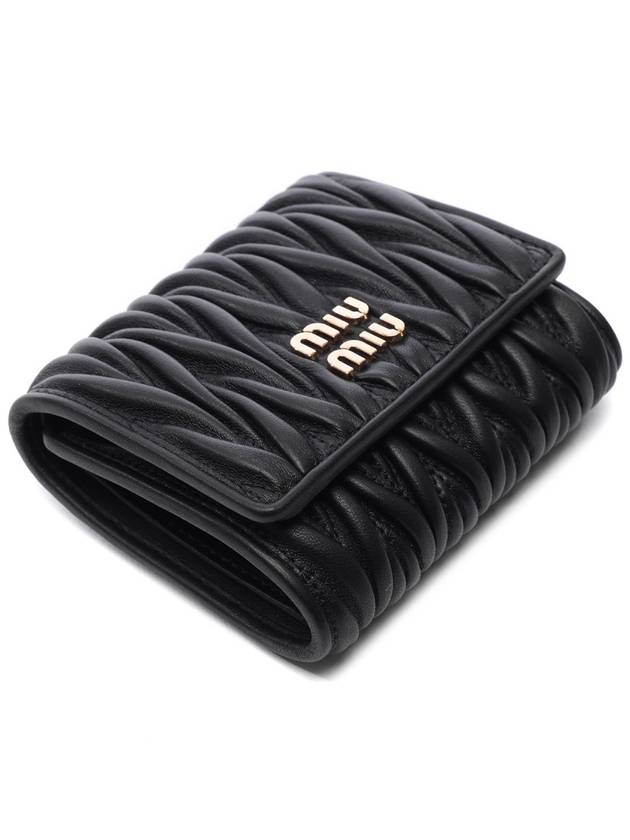 Matelasse Logo Nappa Leather Half Wallet Black - MIU MIU - BALAAN 6