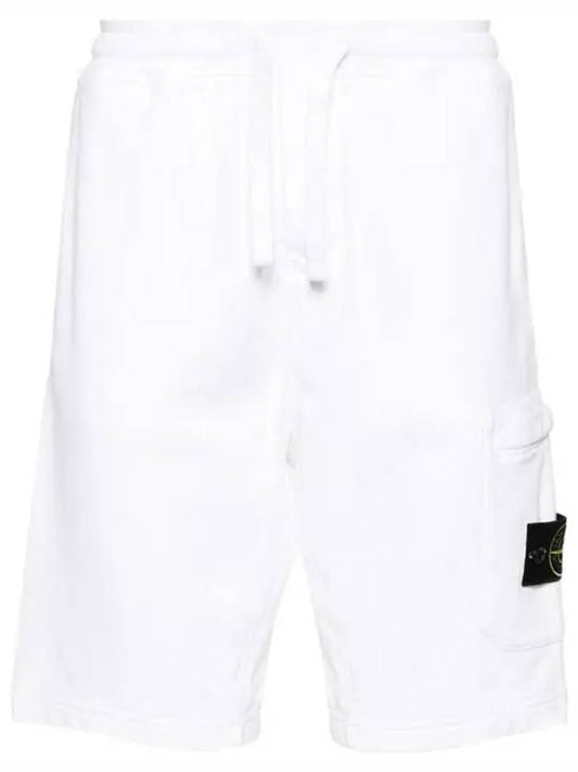 Cotton Fleece Cargo Bermuda Shorts White - STONE ISLAND - BALAAN 2