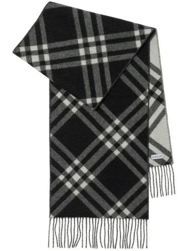 Check Cashmere Scarf Black - BURBERRY - BALAAN 1