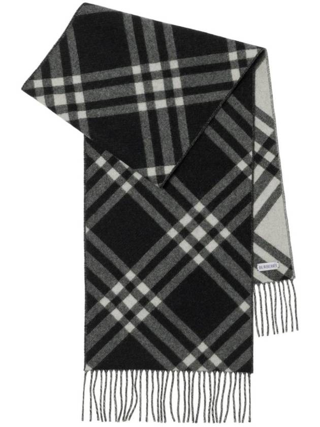 Check Cashmere Scarf Black - BURBERRY - BALAAN 1