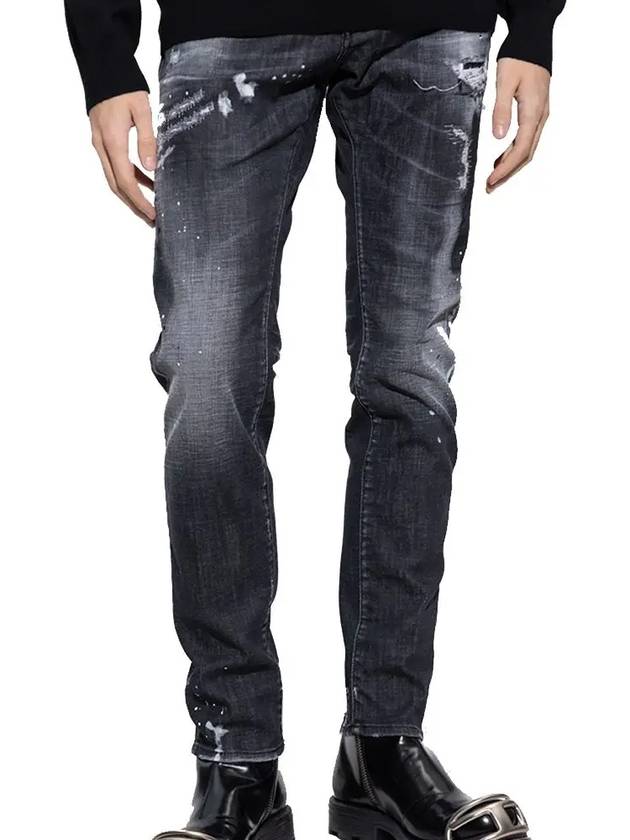 Stretch Cotton Leaf Effect Jeans Black - DSQUARED2 - BALAAN 3