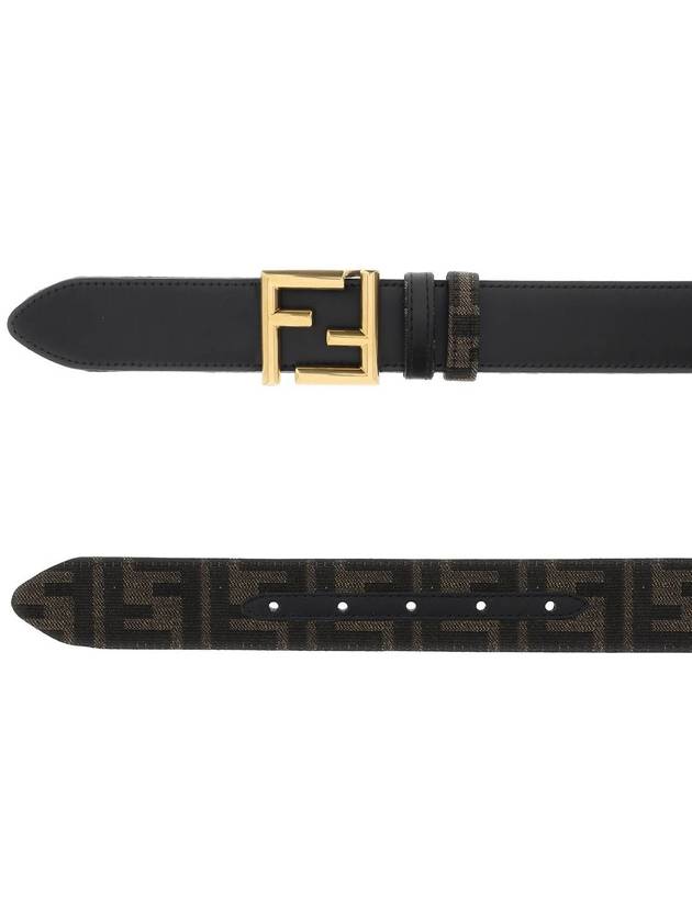 FF Fabric Reversible Leather Belt Black - FENDI - BALAAN 3