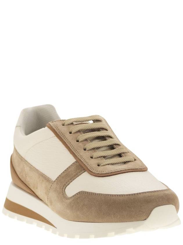 Suede Leather Low Top Sneakers Beige - BRUNELLO CUCINELLI - BALAAN 3