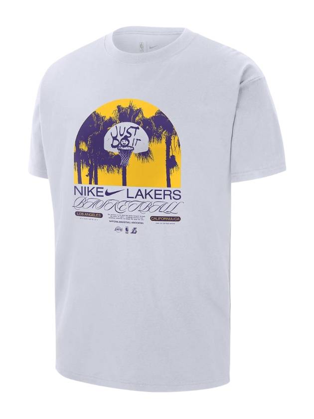 Los Angeles Lakers Courtside Max 90 Short Sleeve T-Shirt White - NIKE - BALAAN 1