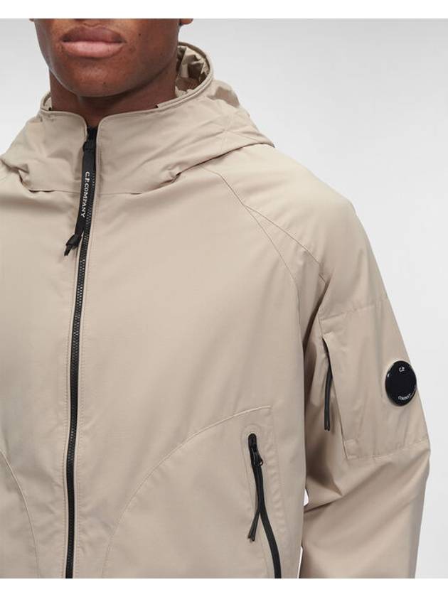 Men's Lens Wappen Protech Hooded Jacket Beige - CP COMPANY - BALAAN 3