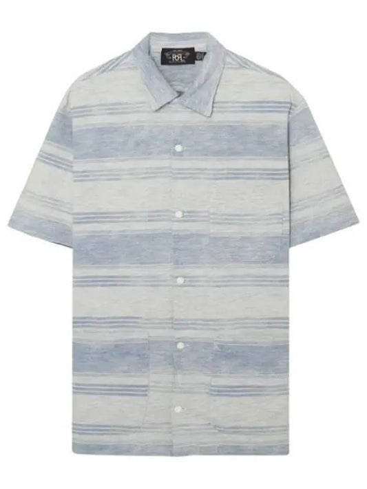 Double Indigo Striped Shirt Men s Short Sleeves - POLO RALPH LAUREN - BALAAN 1