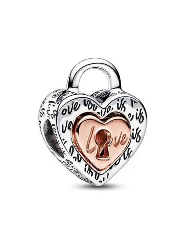 Two Tone Padlock Splittable Heart Bracelet Charm Silver - PANDORA - BALAAN 2