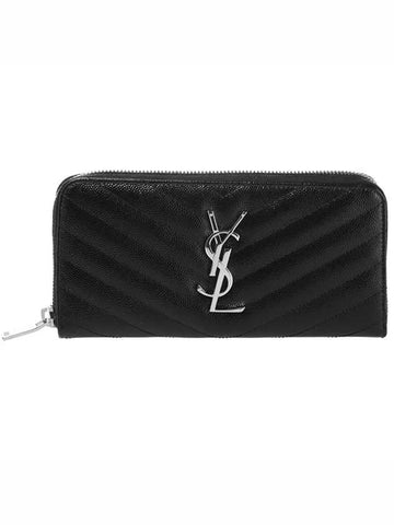 Matelasse Monogram Zipper Long Wallet Black - SAINT LAURENT - BALAAN.