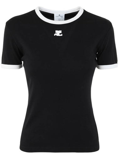 Bumpy Contrast Re-Edition Short Sleeve T-Shirt Black - COURREGES - BALAAN 1