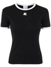 Bumpy Contrast Re-Edition Short Sleeve T-Shirt Black - COURREGES - BALAAN 1