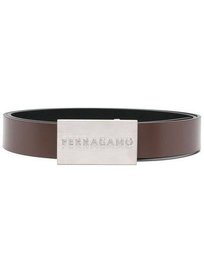 Salvatore Reversible Adjustable Leather Belt Black Brown - SALVATORE FERRAGAMO - BALAAN 2