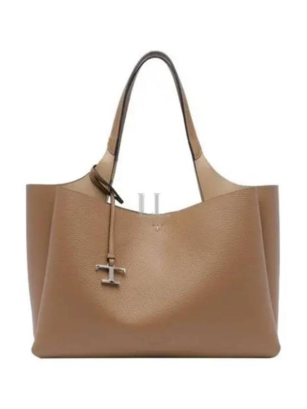 Logo Leather Medium Tote Bag Taupe - TOD'S - BALAAN 2