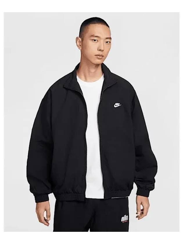 Club Oversized Woven Track Jacket Black - NIKE - BALAAN 2