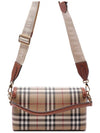 Women's Check Leather Top Handle Shoulder Bag Beige - BURBERRY - BALAAN 5