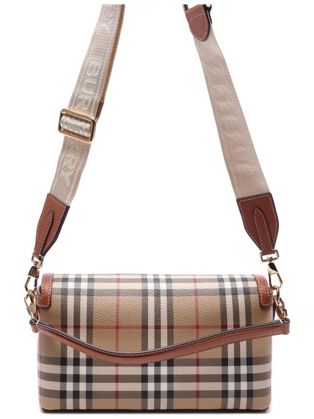 Women's Check Leather Top Handle Shoulder Bag Beige - BURBERRY - BALAAN 5