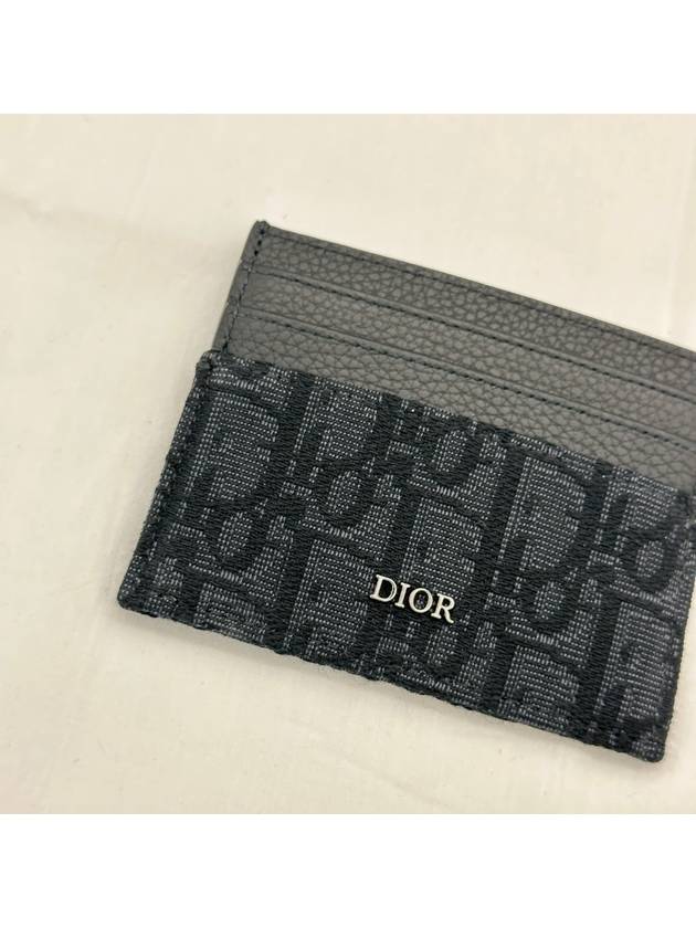 Oblique Jacquard Grain Leather Card Wallet Black - DIOR - BALAAN 11