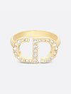 Petite CD Metal White Crystal Ring Gold - DIOR - BALAAN 3