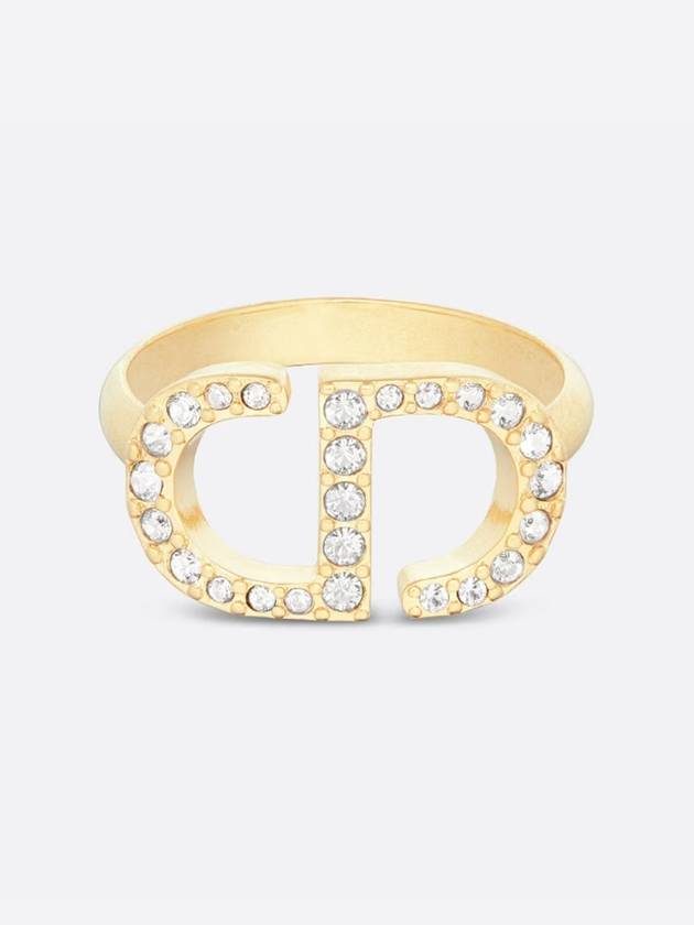 Petite CD Metal White Crystal Ring Gold - DIOR - BALAAN 3