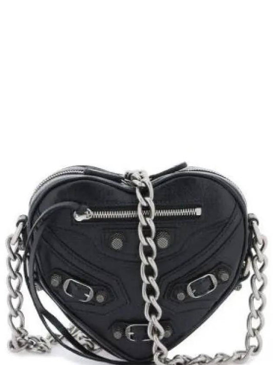 Le Cagolet Heart Cross Mini Bag Black - BALENCIAGA - BALAAN 2