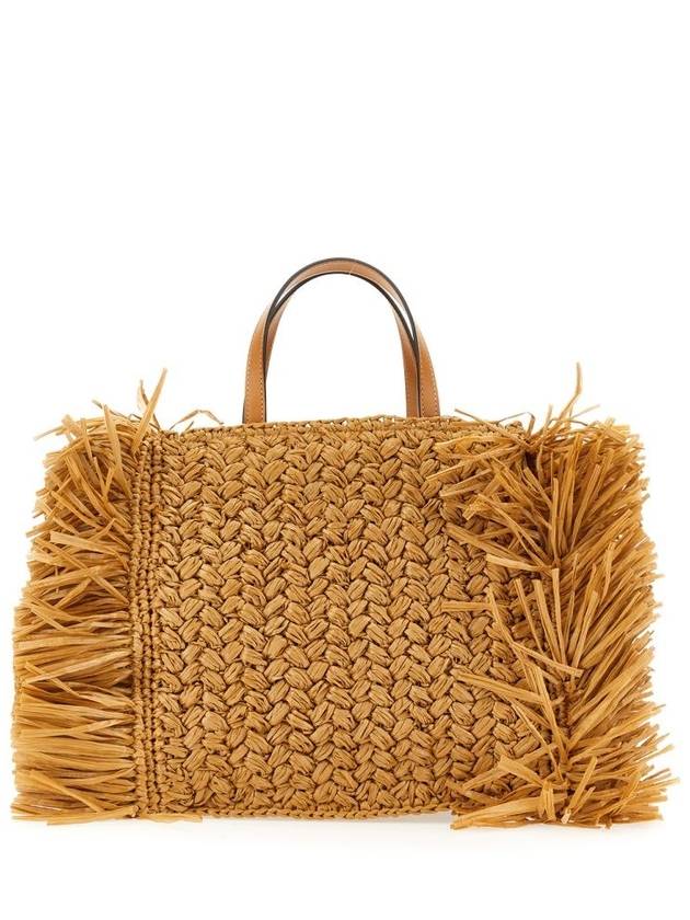 Medium Fringe Raffia Shopping Shoulder Bag Brown - ETRO - BALAAN 3