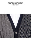 Funmix Donnyroll Cable 4 Bar V-Neck Cardigan Medium Grey - THOM BROWNE - BALAAN 8