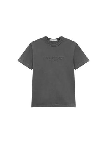 UNISEX Front Embossed Logo T Shirt Obsidian - ALEXANDER WANG - BALAAN 1