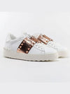 Rockstud Untitled Open Low Top Sneakers White Rose Gold - VALENTINO - BALAAN.