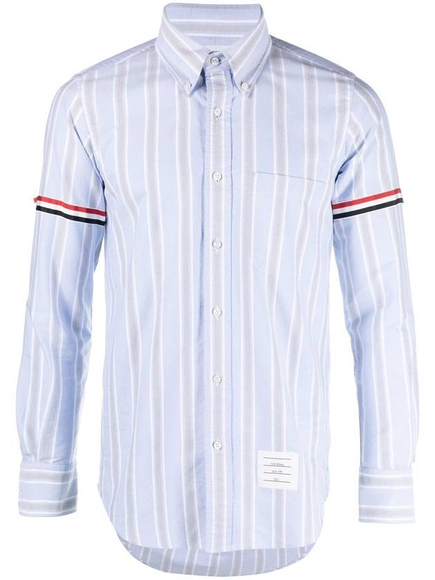 Stripe Oxford Armband Long Sleeve Shirt Light Blue - THOM BROWNE - BALAAN 3