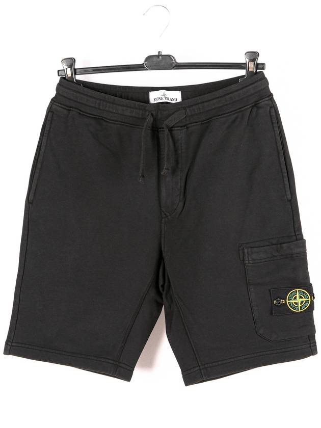 Men's Fleece Bermuda Shorts Black - STONE ISLAND - BALAAN 2