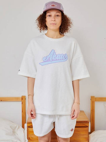 Overfit Terry Towel T-Shirt White - AKAW - BALAAN 1