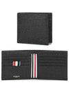 Pebble Grain Leather Half Wallet Black - THOM BROWNE - BALAAN 2