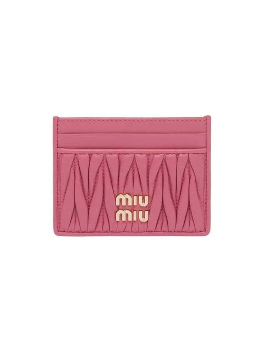 Matelasse Nappa Leather Card Wallet Begonia Pink - MIU MIU - BALAAN 1