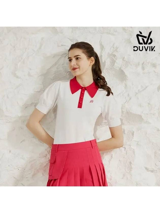 color combination wide collar short sleeve sweater DD2WSW202PK - DUVIK - BALAAN 1