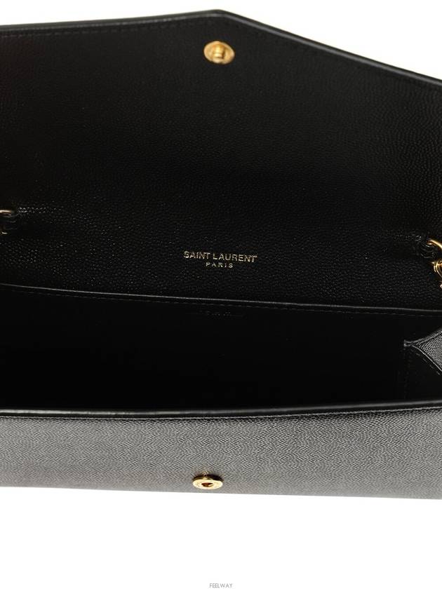 Uptown Chain Wallet Shoulder Bag in Grain De Poudre Embossed Leather Black - SAINT LAURENT - BALAAN 6