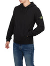 Wappen Patch Brushed Cotton Fleece Hoodie Black - STONE ISLAND - BALAAN 5