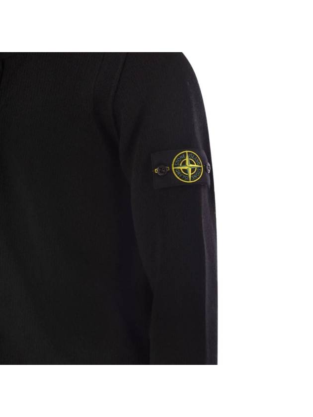 Wappen High Neck Button Up Wool Cardigan Black - STONE ISLAND - BALAAN 5