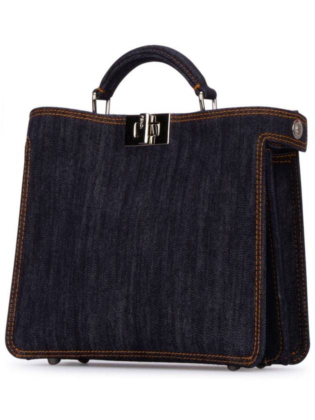 Peekaboo ISeeU Mini Denim Tote Bag Navy Blue - FENDI - BALAAN 3