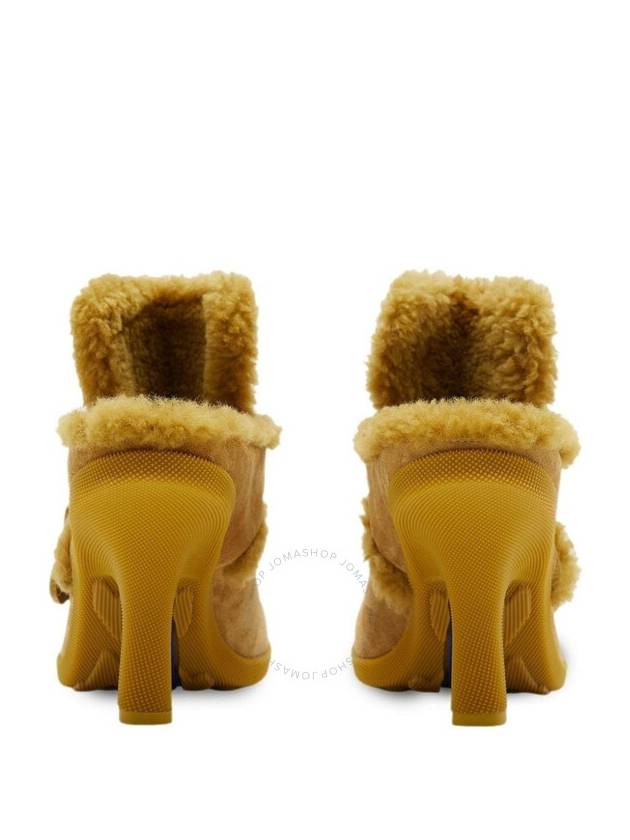 Highland shearling-trimmed suede mules in Manila yellow - BURBERRY - BALAAN 4